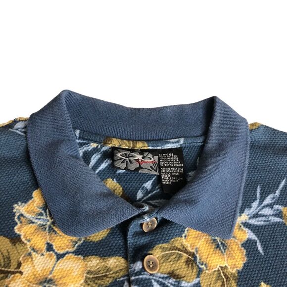 Vintage OP Sport Hawaiian Polo Shirt Mens XL Floral Retro Beach Aloha 90s Waffle - Picture 5 of 14
